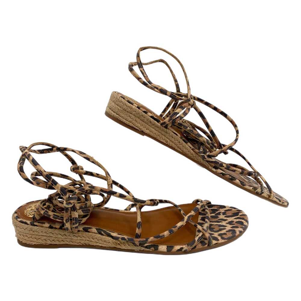 Vince Camuto Brown Leopard Print Strappy Lace Up Sandals | Size 9.5
